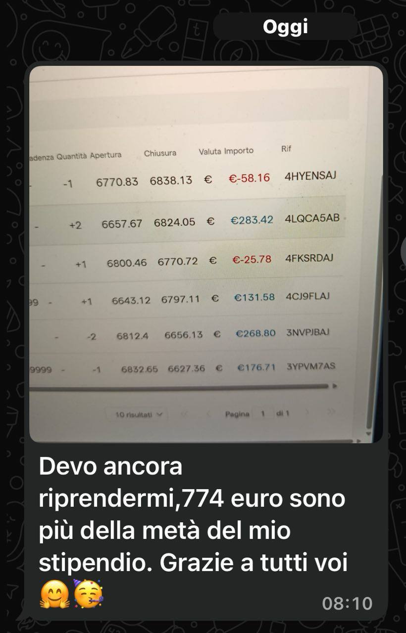Screenshot profitto GoFrank — utente primo lancio 22