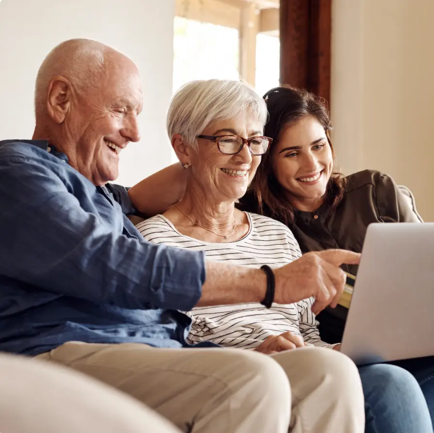 Grandparents spending time with their family at home
