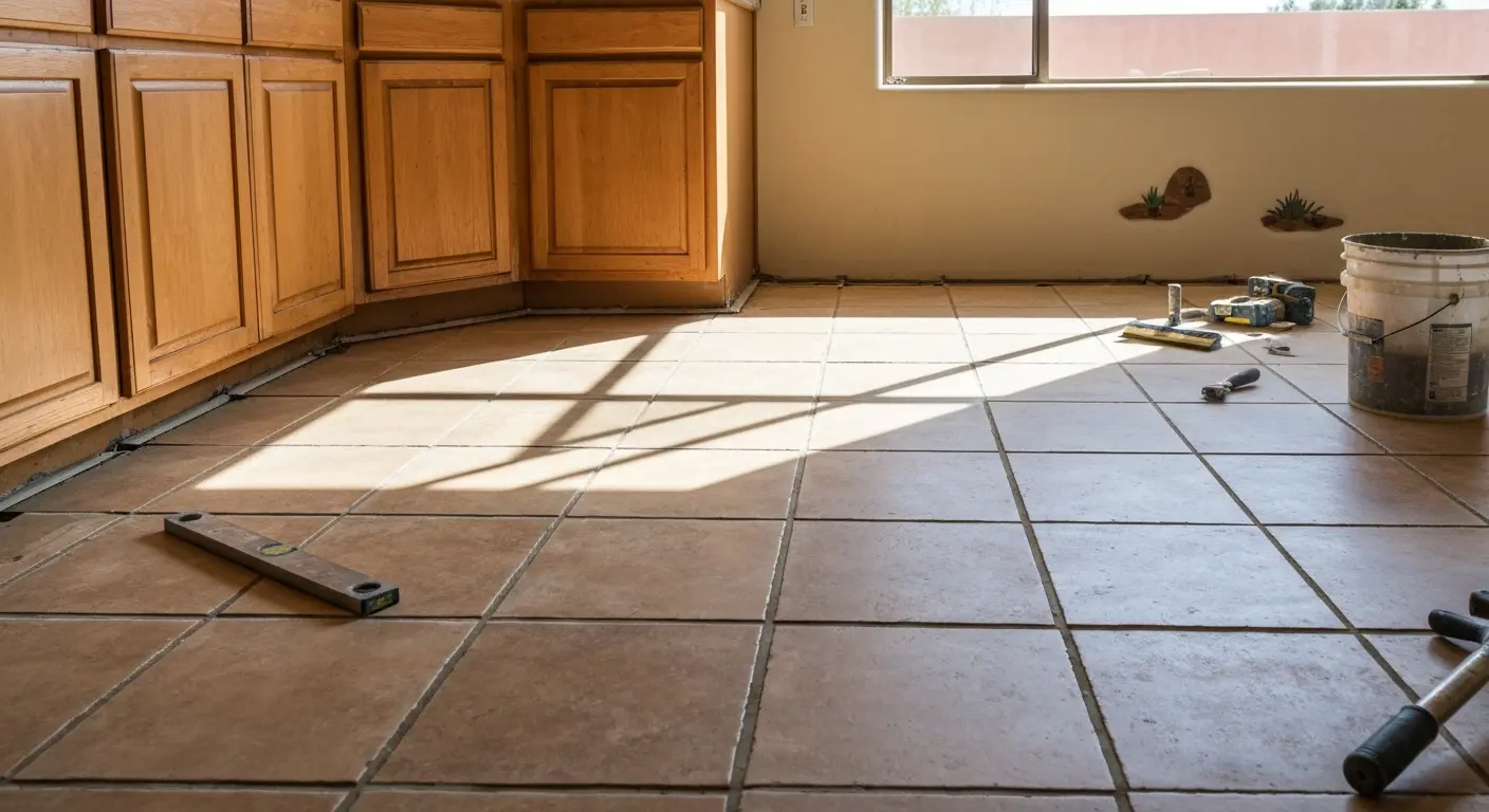 Residential kitchen flooring installation