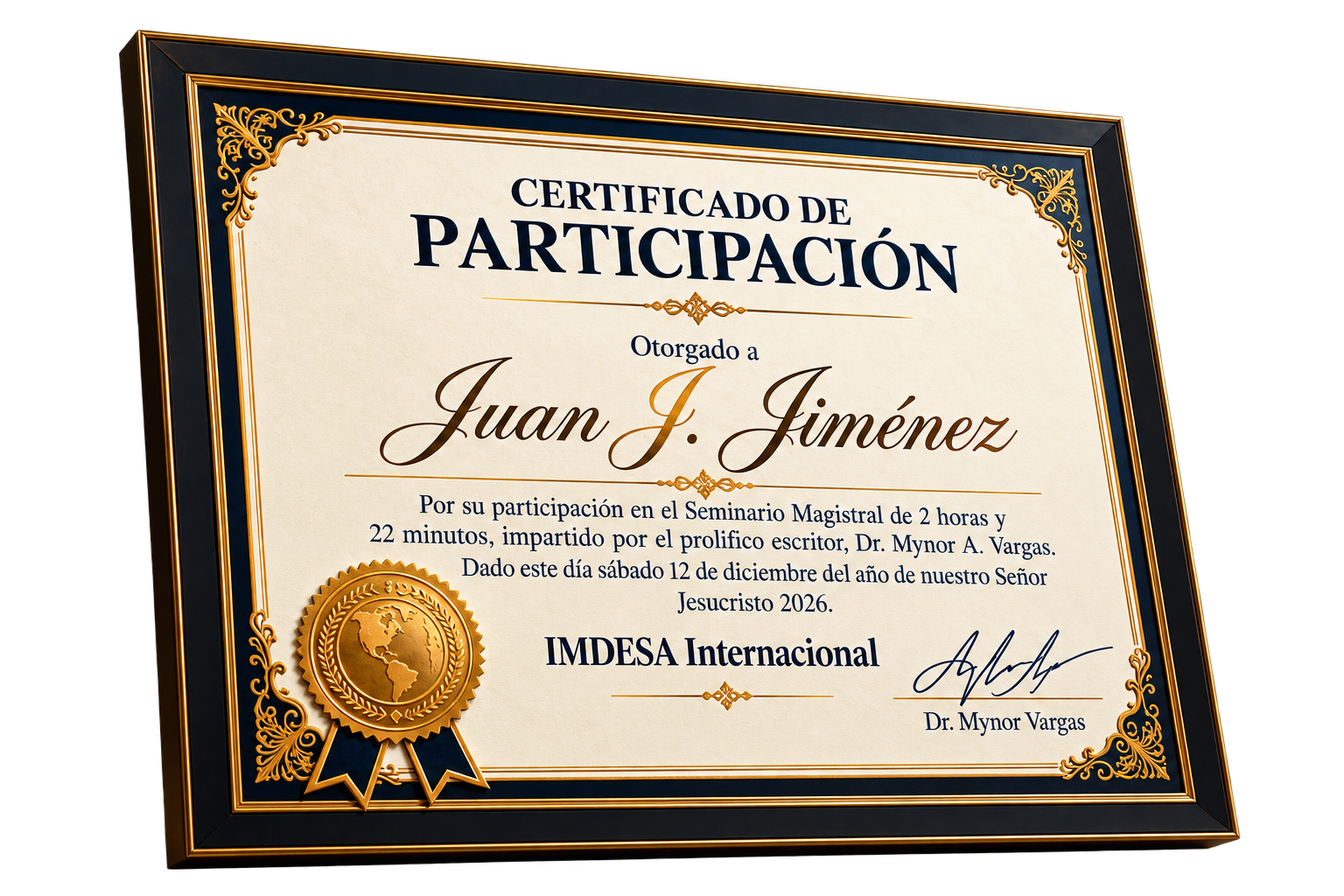 Ejemplo de certificado de participación