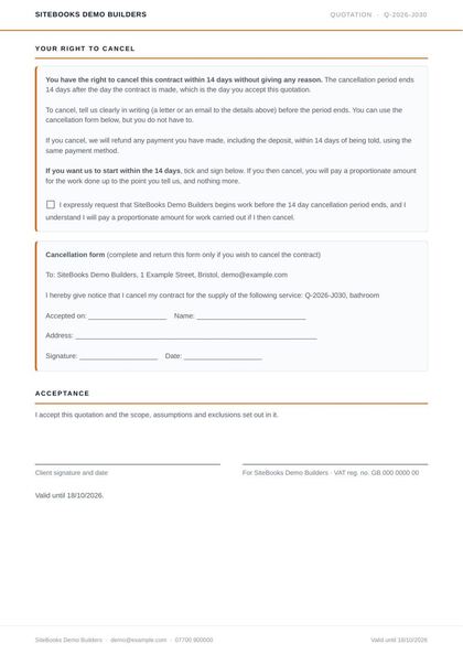 Page 7 of the example quotation