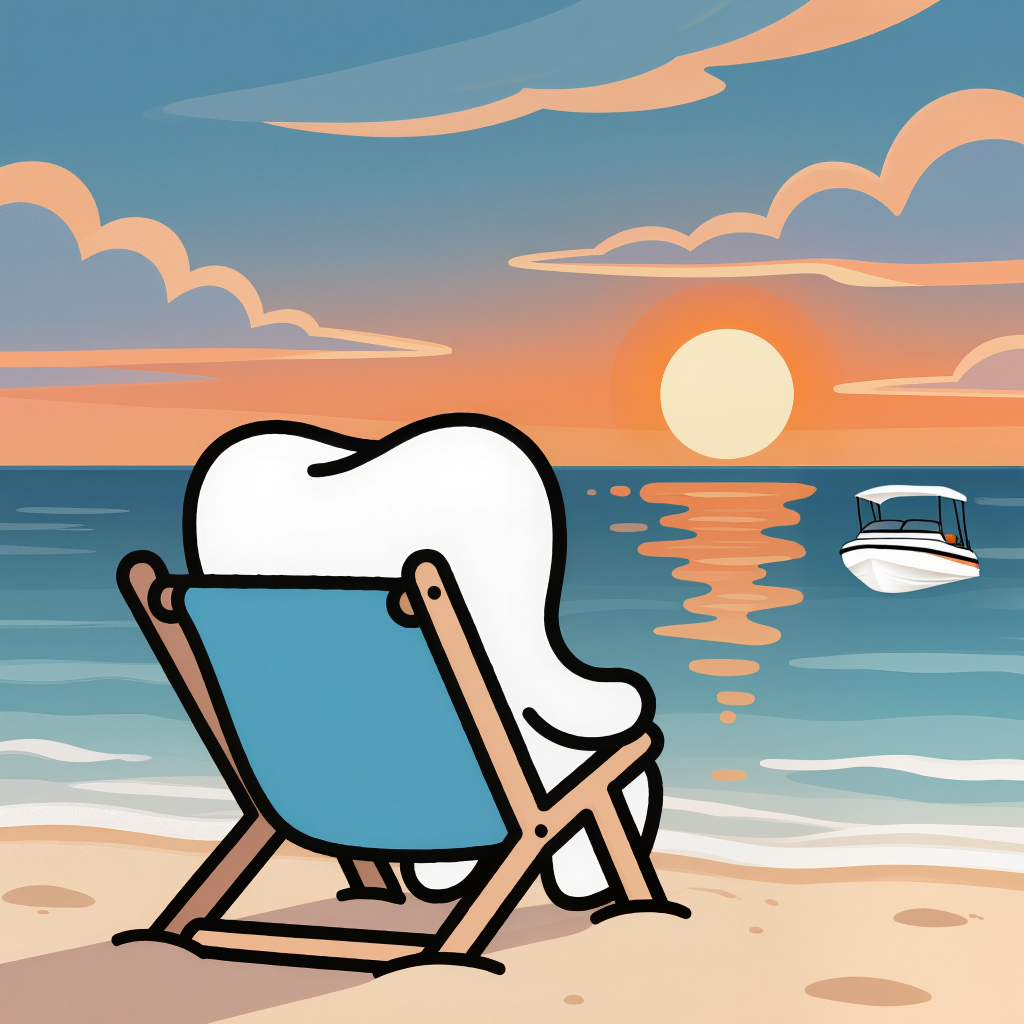 Relaxed patient enjoying an island beach sunset, symbolizing stress-free dental care at a modern island dental clinic offering family dentistry, cosmetic treatments, and gentle oral care in a tropical setting.
