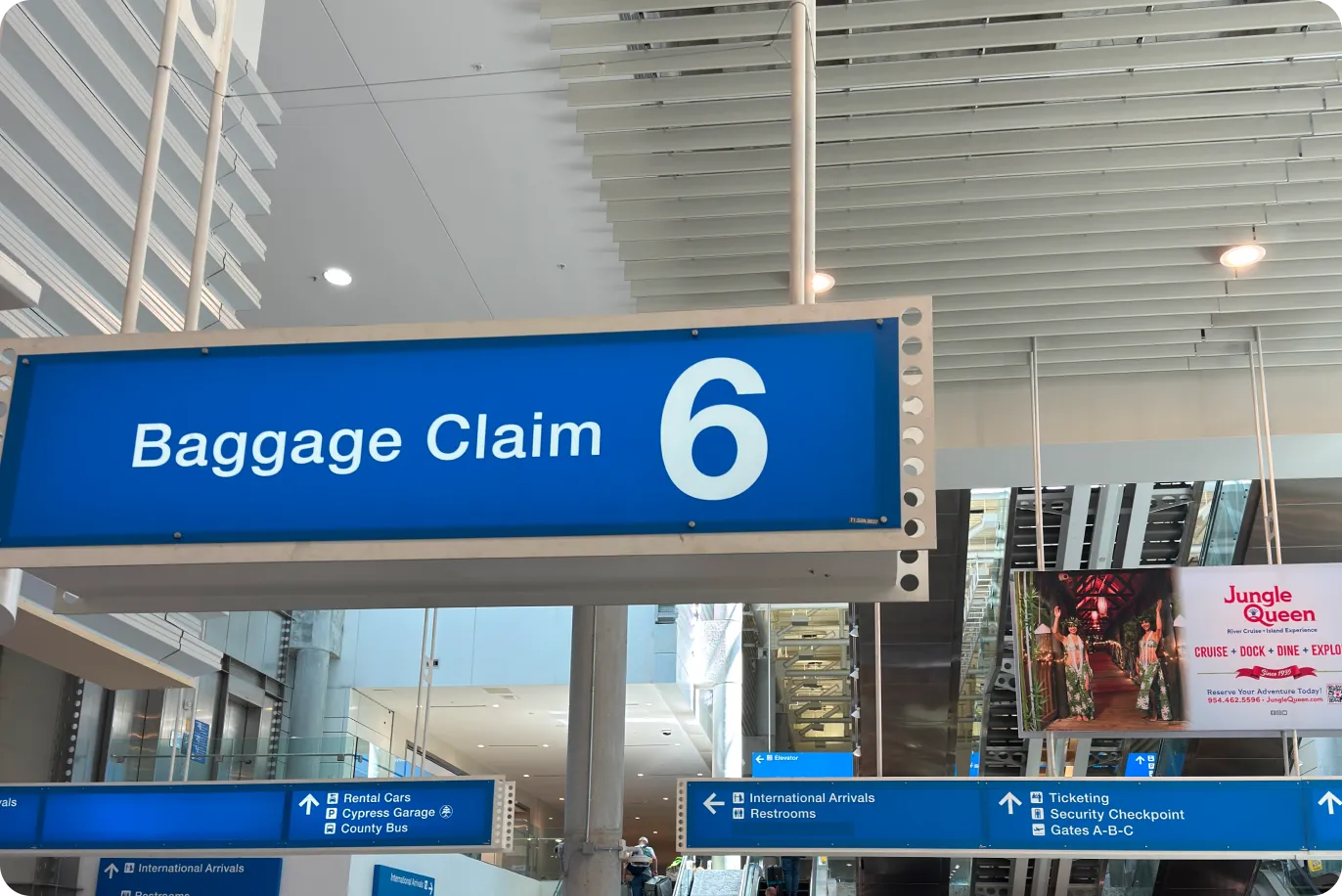Step 1 of the walk from FLL Terminal 1 to the Cypress Garage — Amped Auto Rentals pickup