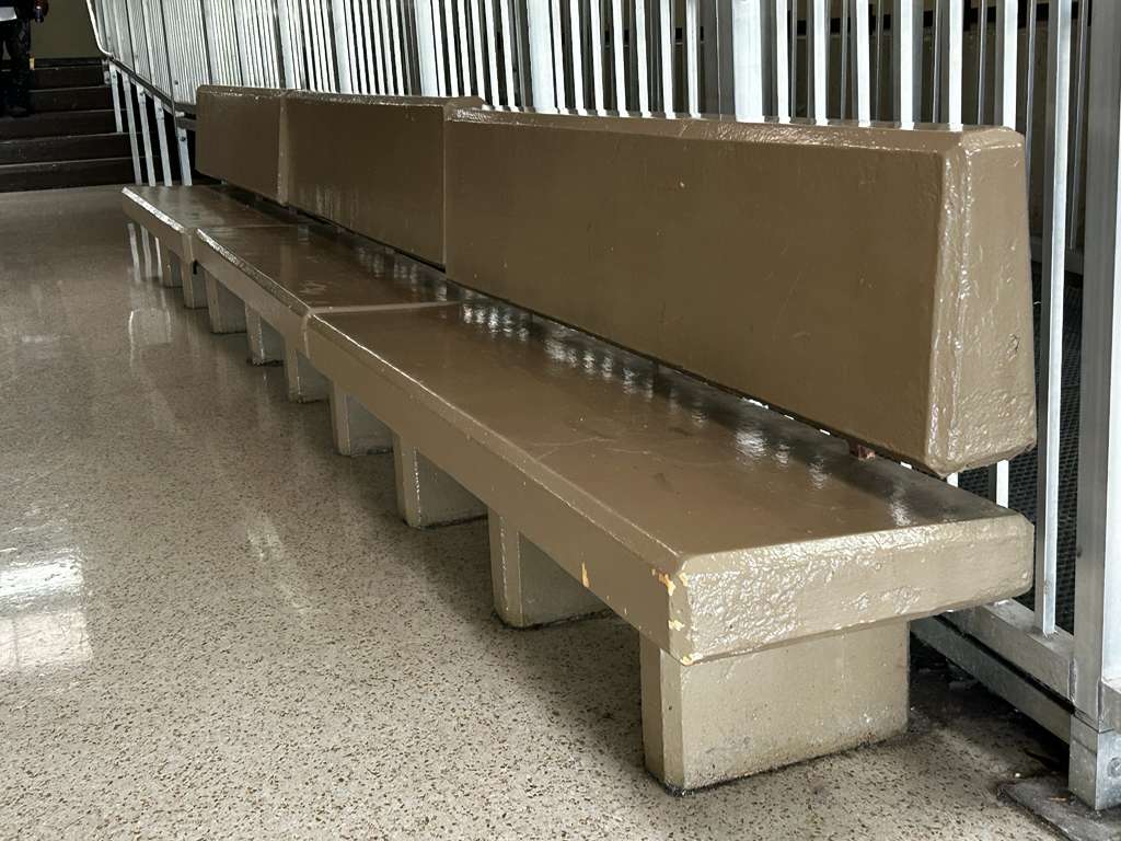 Before: damaged and faded bench