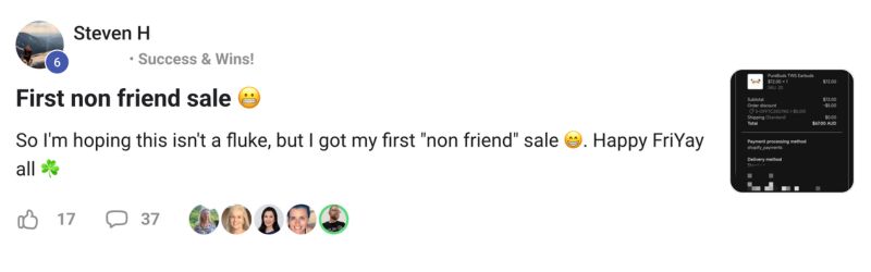 Steven H first non-friend sale