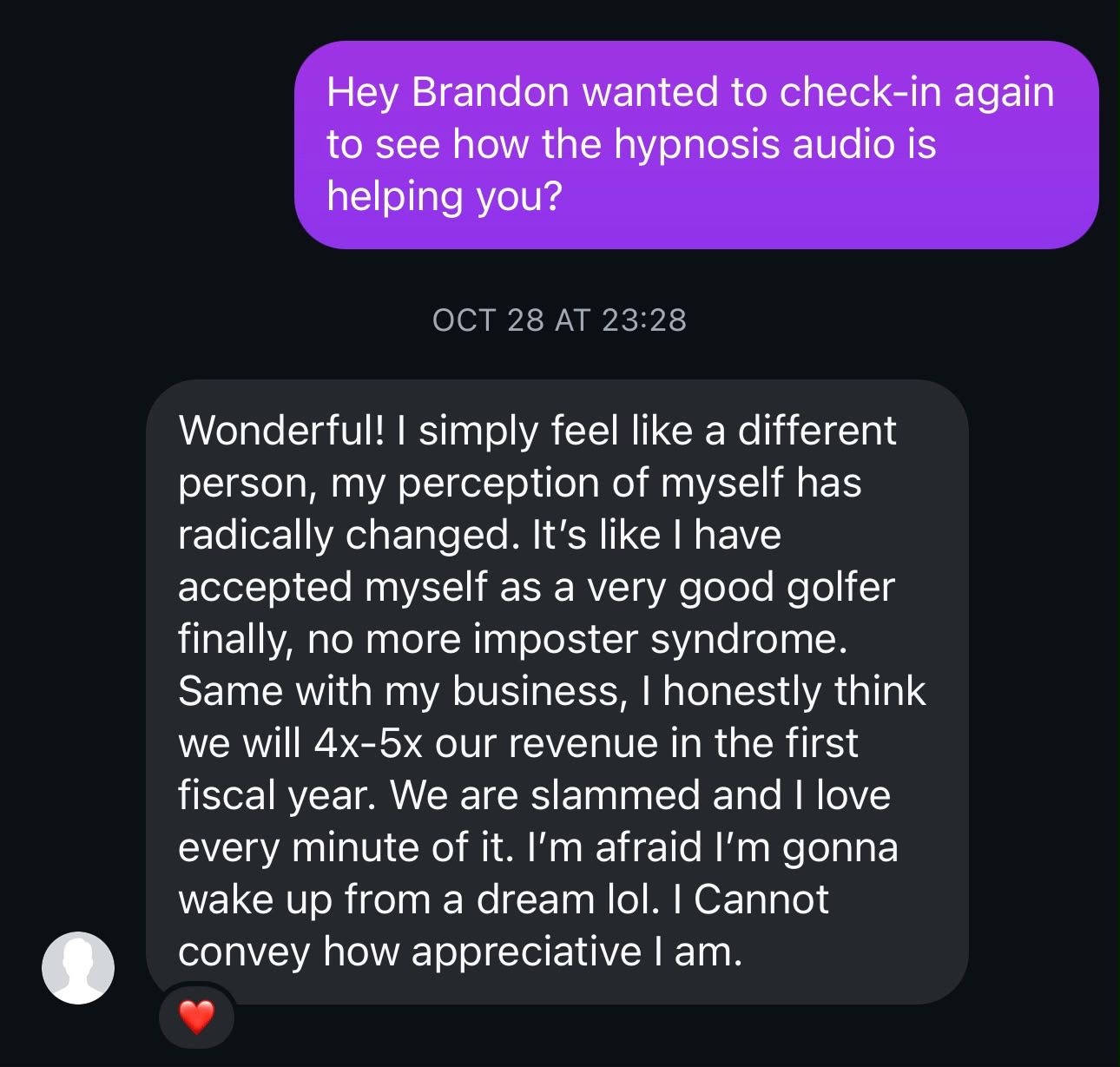Client testimonial