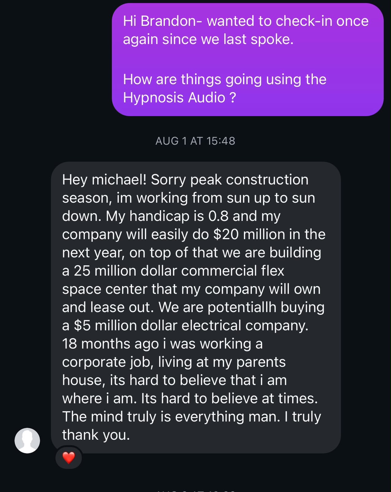 Client testimonial