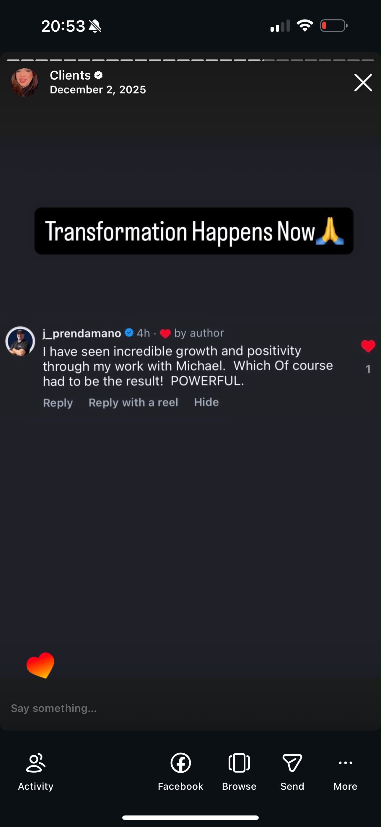 Client testimonial