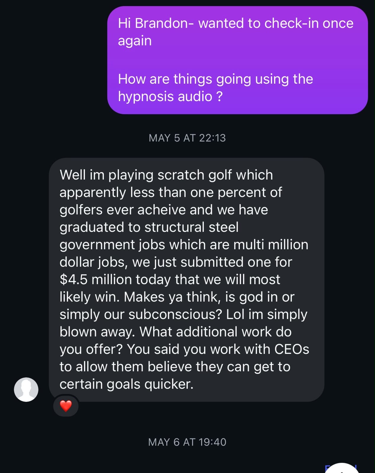 Client testimonial