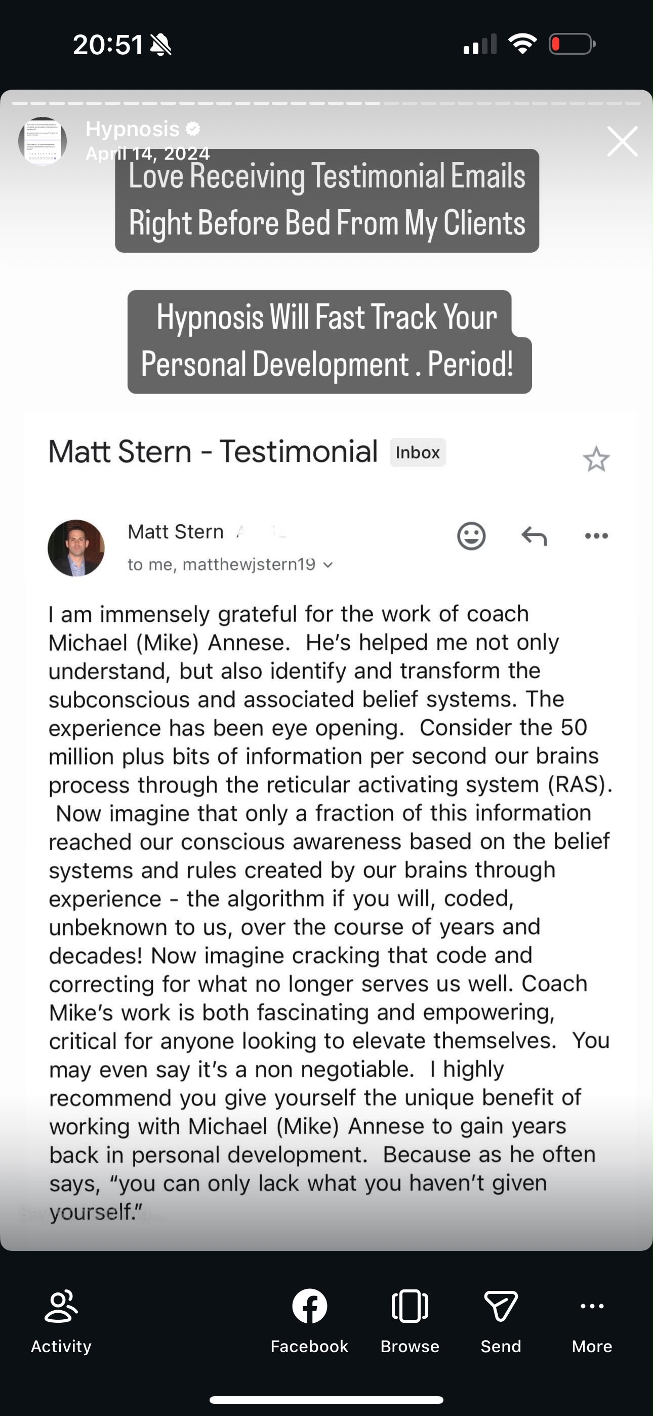 Client testimonial