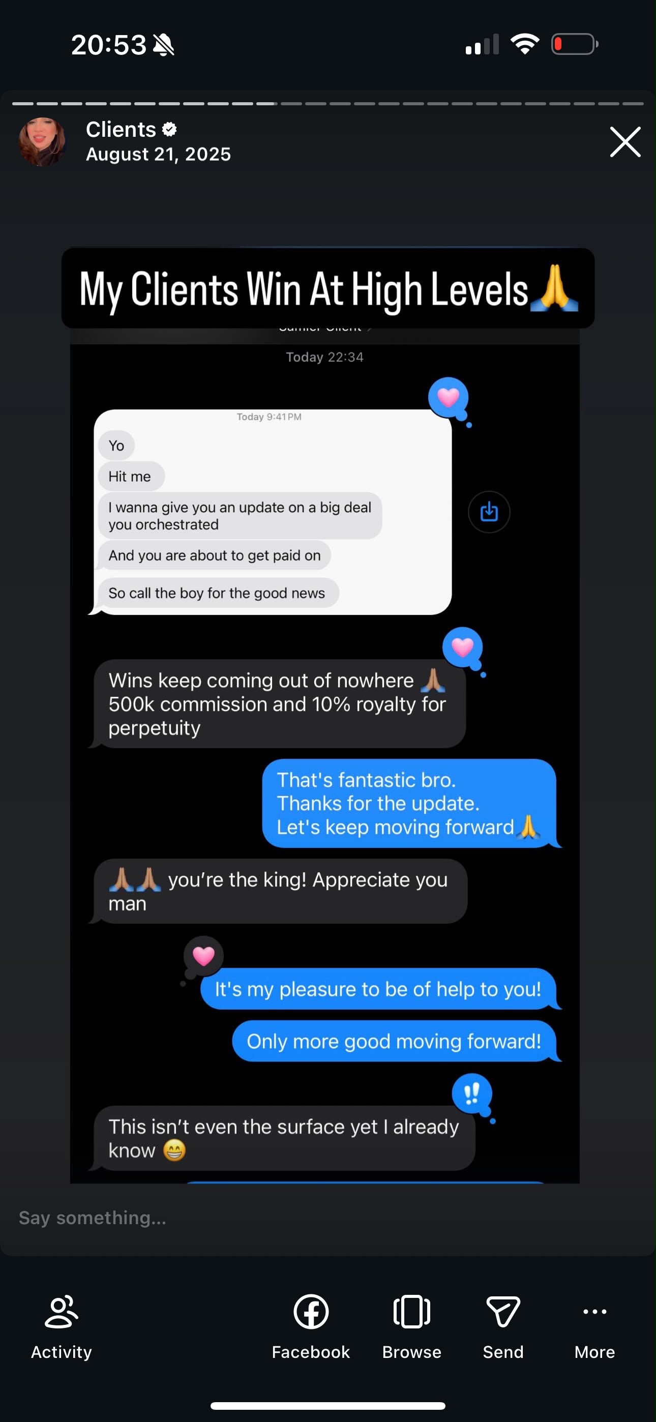 Client testimonial