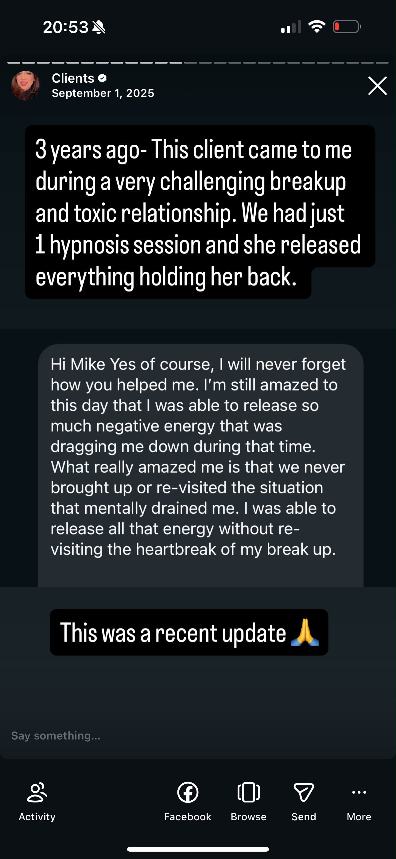 Client testimonial