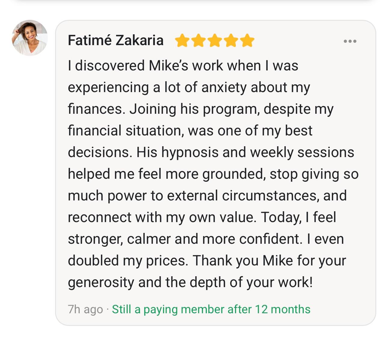 Client testimonial