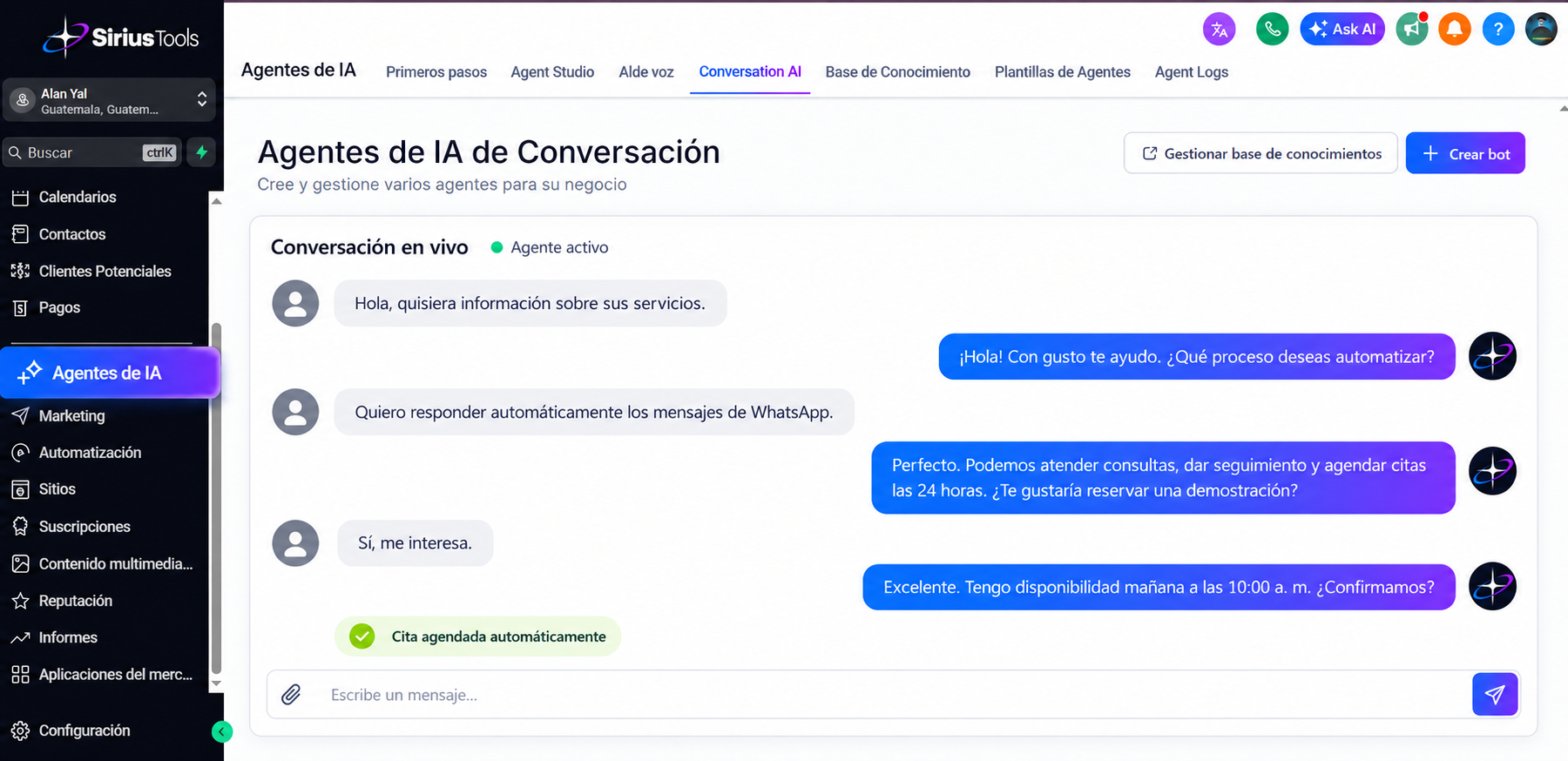 CRM y clientes potenciales de SiriusTools