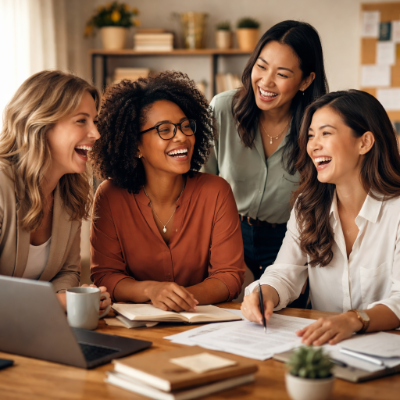 Women in automotive building team culture through collaboration and encouragement.