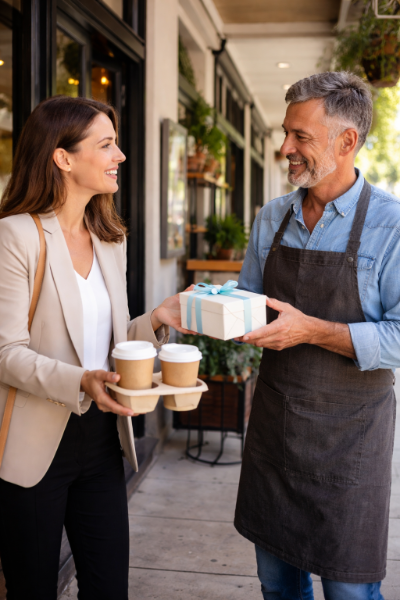 Woman building community relationships for automotive sales growth.