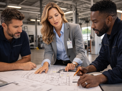 Facilities leader analyzing building systems and solving operational issues