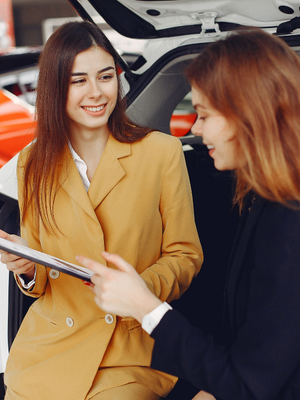 Automotive salesperson asking customer for introduction instead of referral