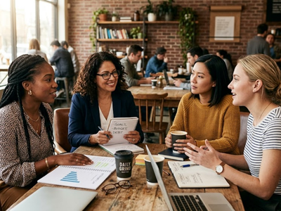 Women having open conversations about finances and career challenges