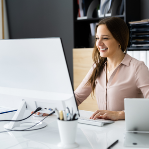 Woman showing executive presence during a virtual business meeting Woman showing executive presence during a virtual business meeting