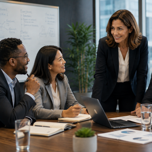High-performing leadership team demonstrating emotional intelligence and trust High-performing leadership team demonstrating emotional intelligence and trust