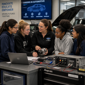 Young women exploring careers in automotive technology and STEM Young women exploring careers in automotive technology and STEM