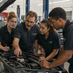 Experienced automotive professionals mentoring next generation workforce Experienced automotive professionals mentoring next generation workforce