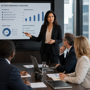 Professional woman demonstrating leadership readiness and consistent performance