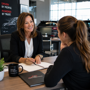 Experienced woman mentoring the next generation of women in automotive