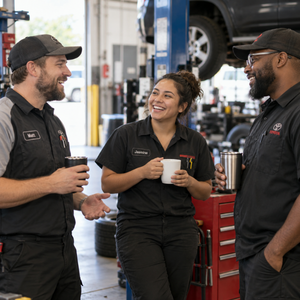 Women in automotive building relationships through face-to-face conversation Women in automotive building relationships through face-to-face conversation