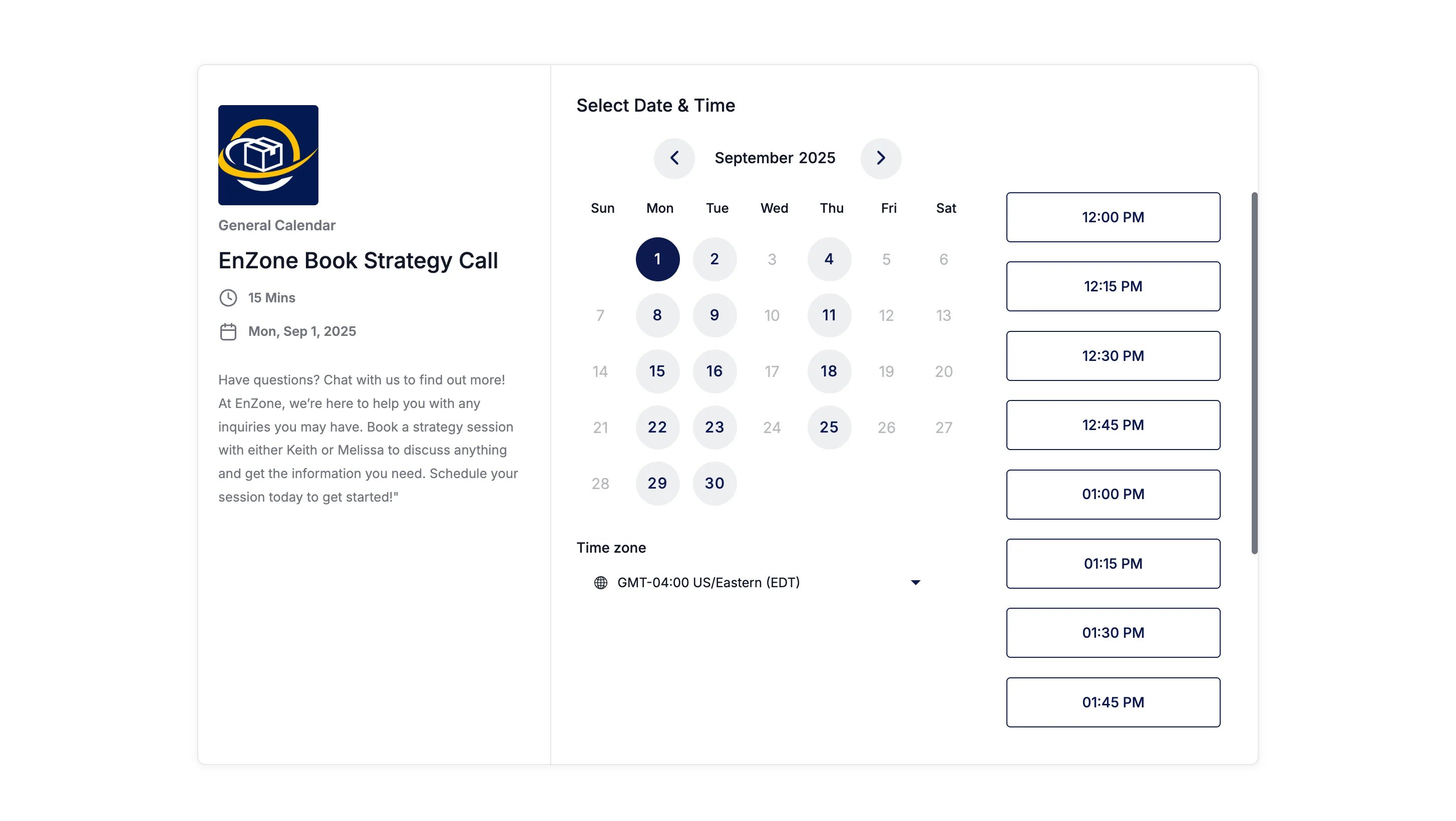 EnZone - Book Strategy Call