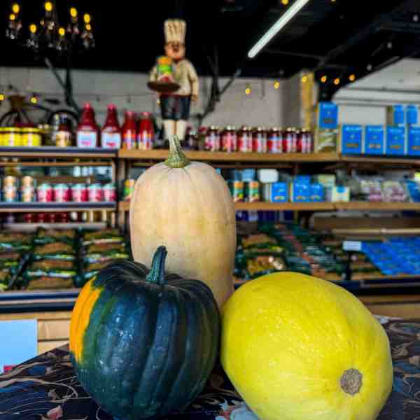 Store shelves and produce displays