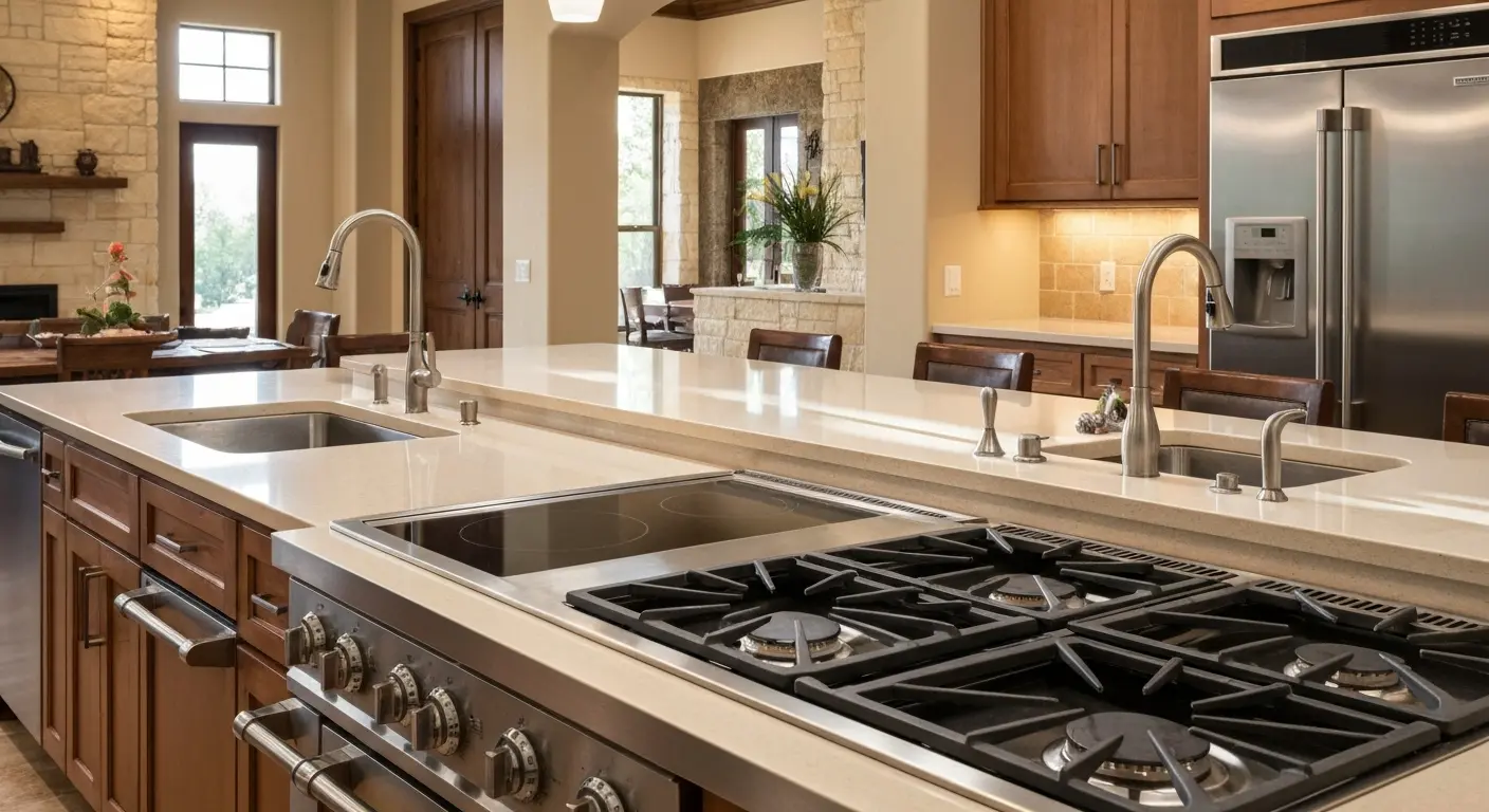Kitchen island with integrated appliances