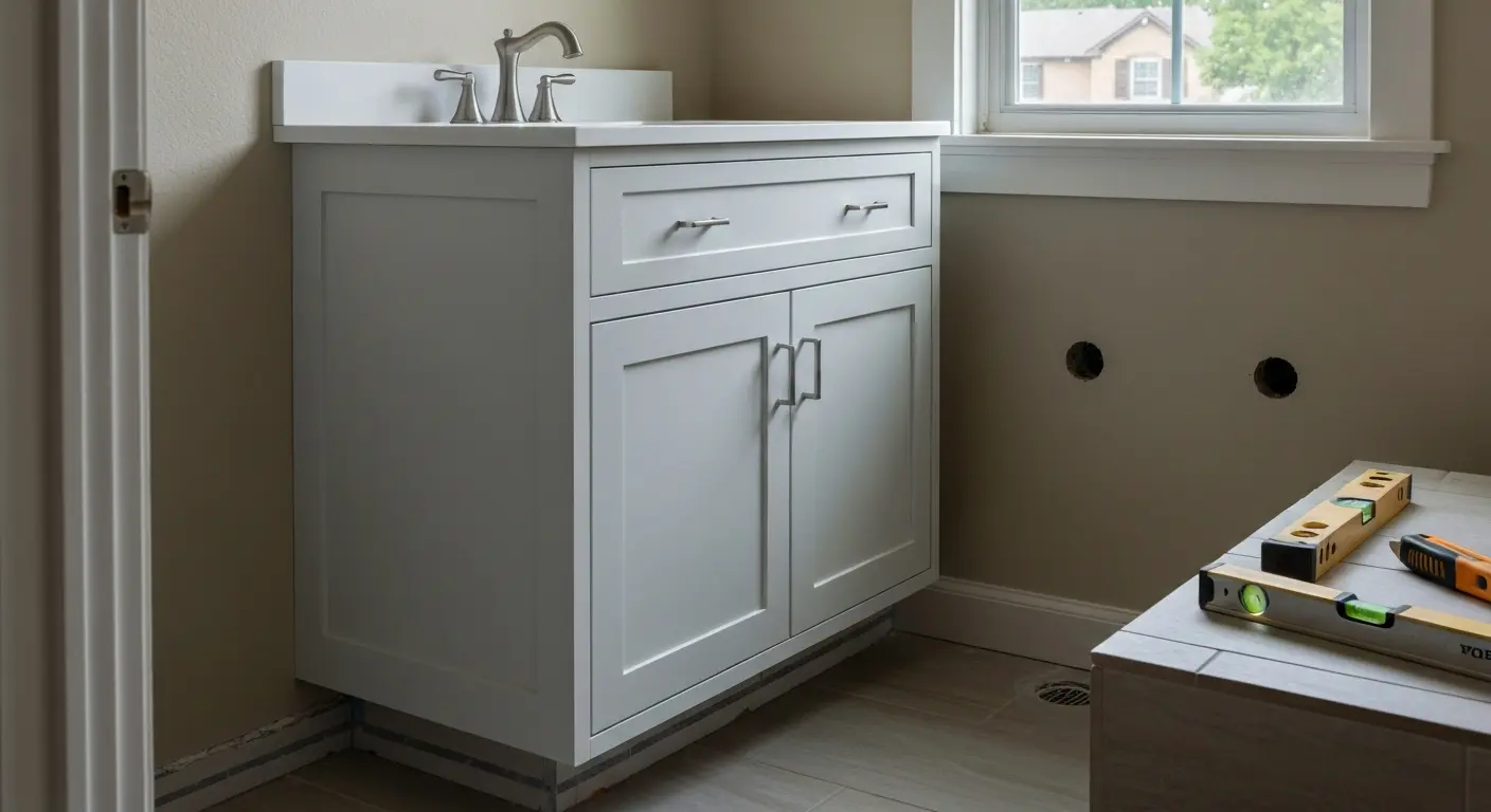 Stock vanity cabinet replacement