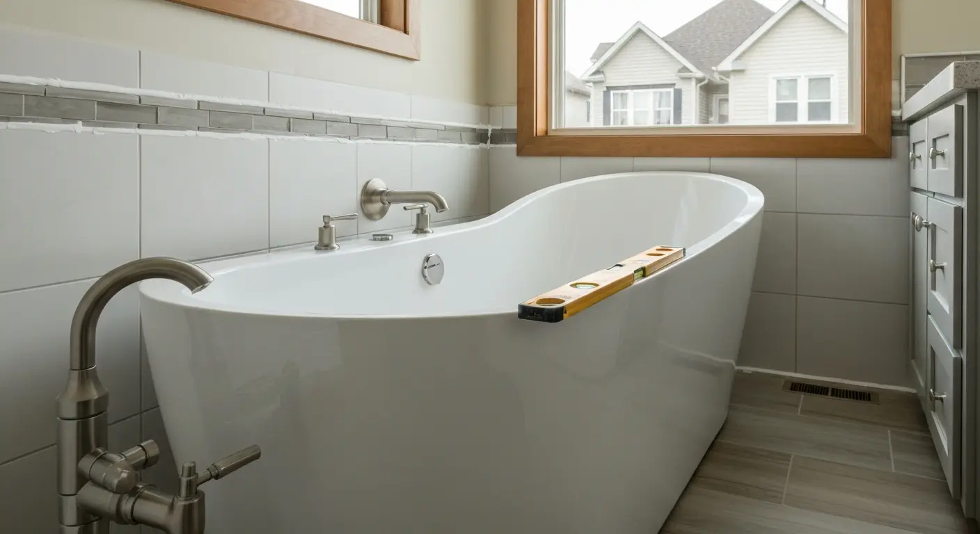 New freestanding bathtub installation