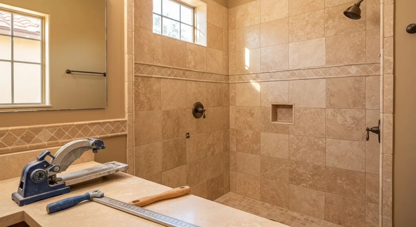 Custom tile shower surround