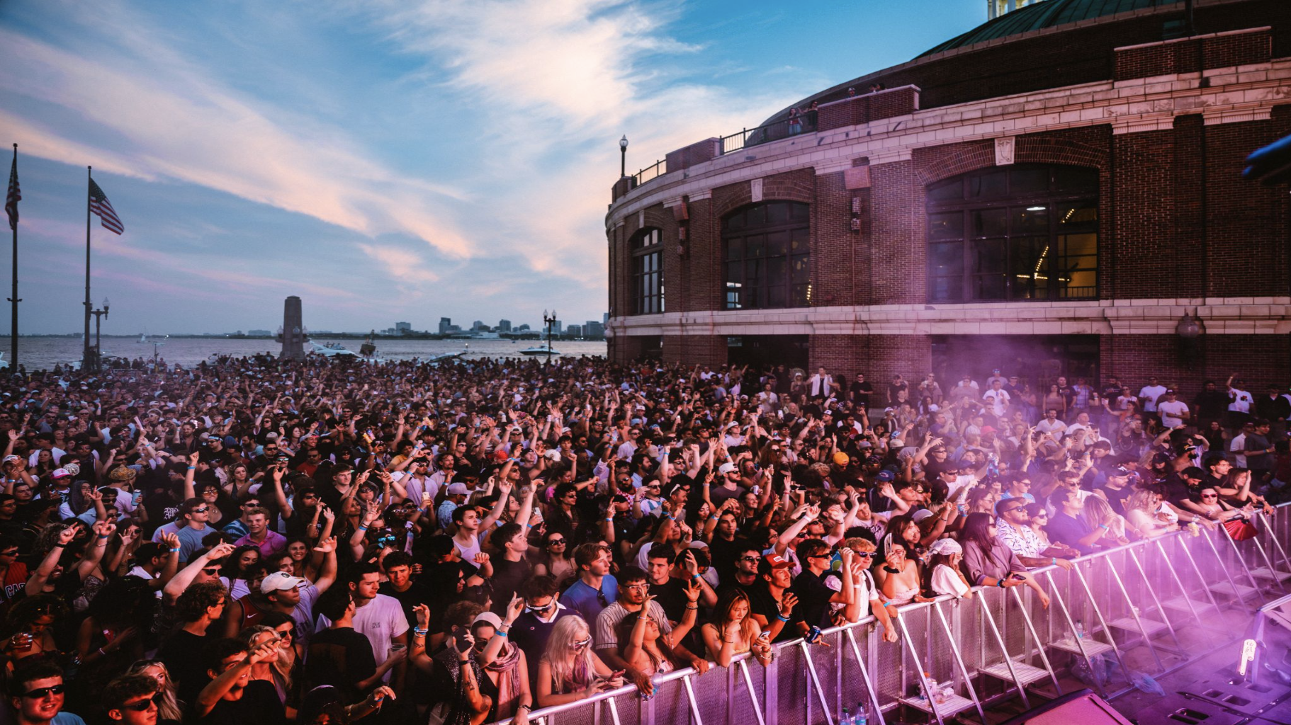 Crowd at East End Plaza, Navy Pier, with the Chicago lakefront behind