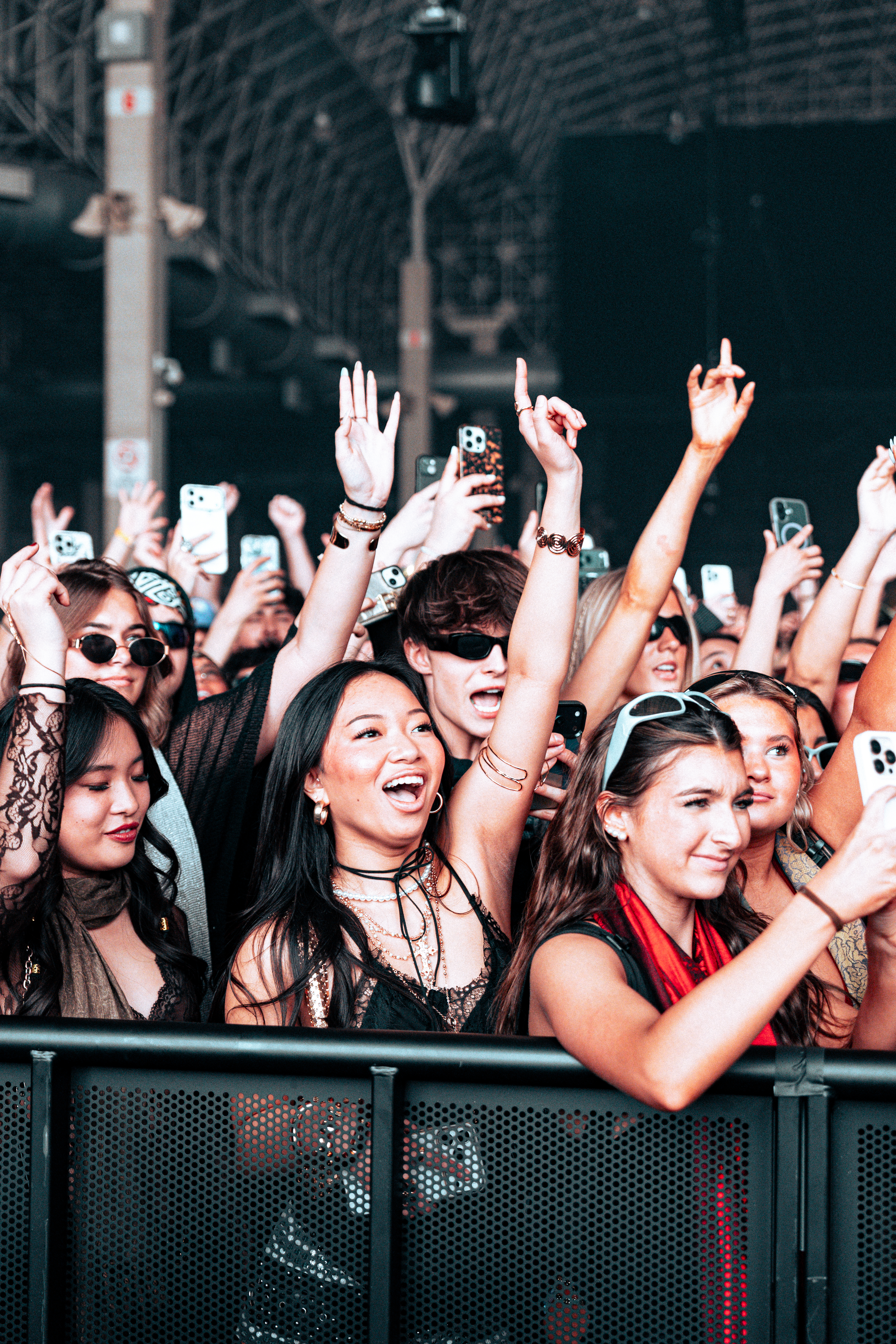 Fans at the front rail during a Navy Pier show