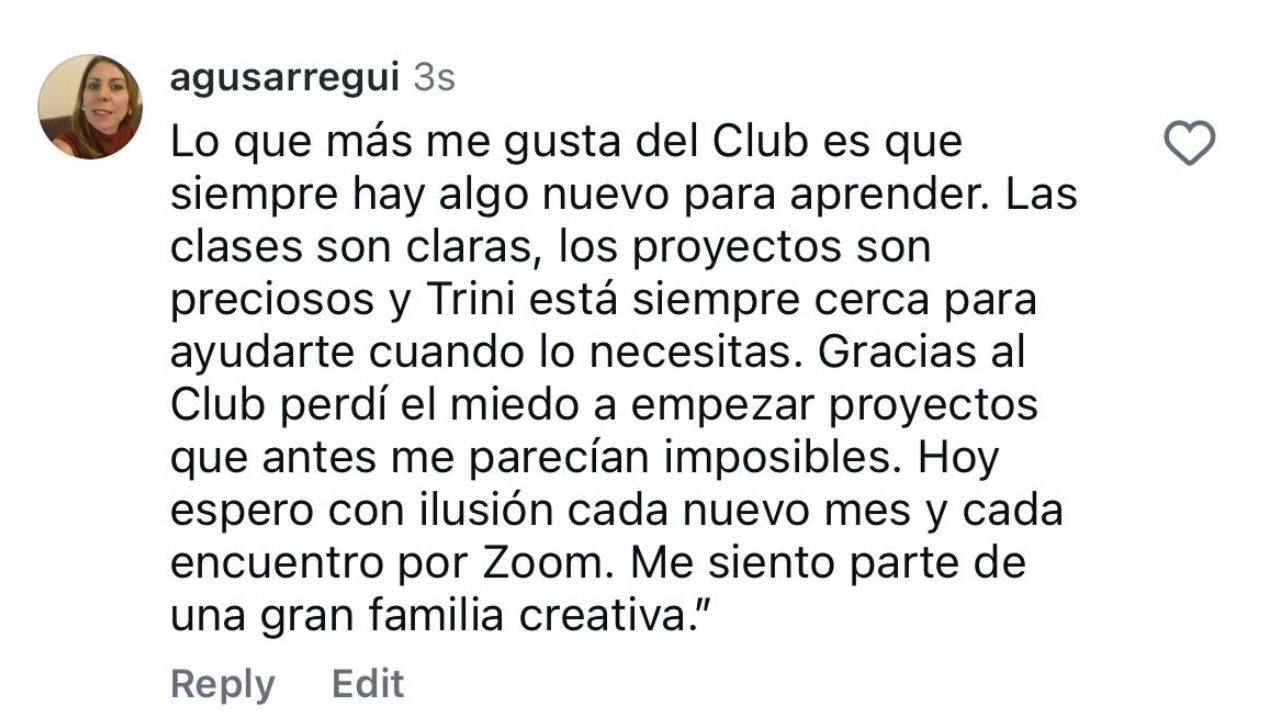 Captura de pantalla de alumna compartiendo su proyecto terminado