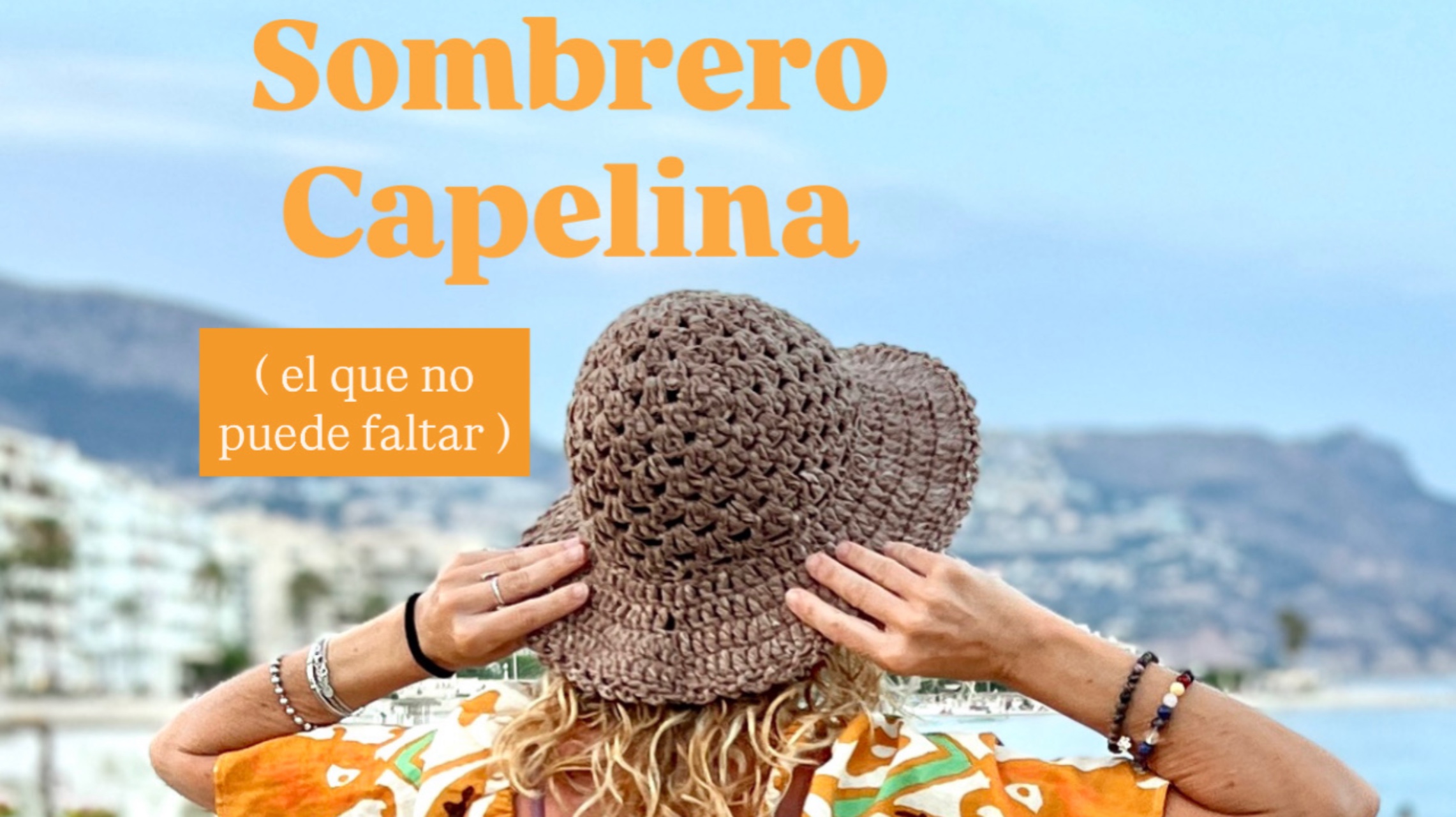 Sombrero capelina de crochet en tono tostado