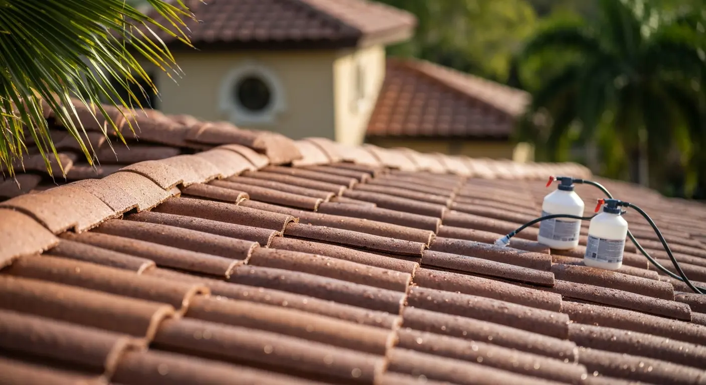 Tile roof sealing work