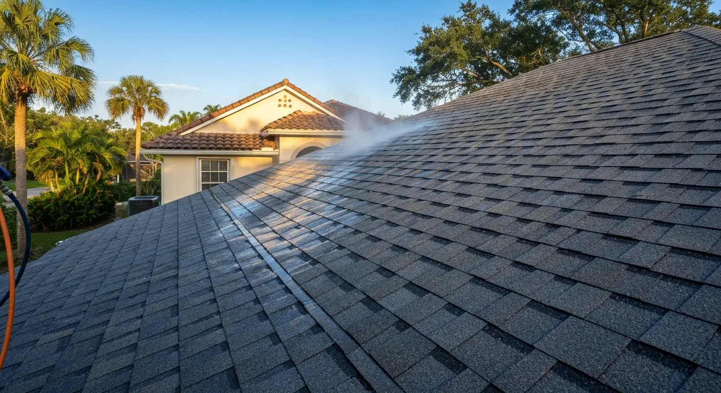 Roof pressure washing