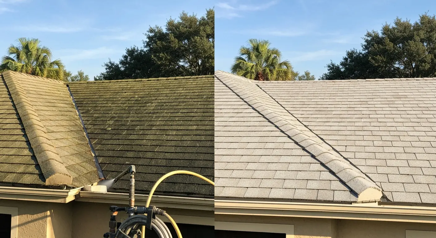 Algae removal from roof