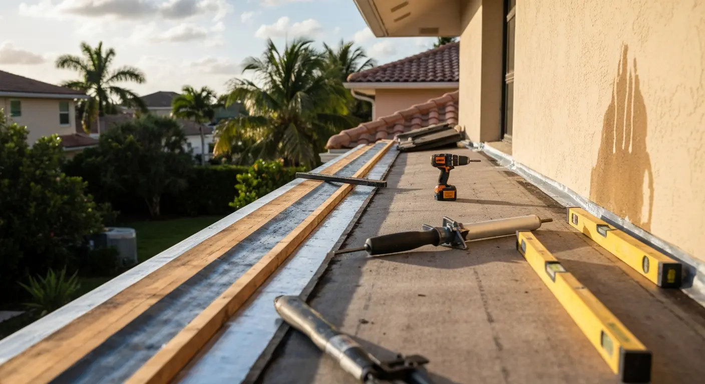 Storm damage repair work