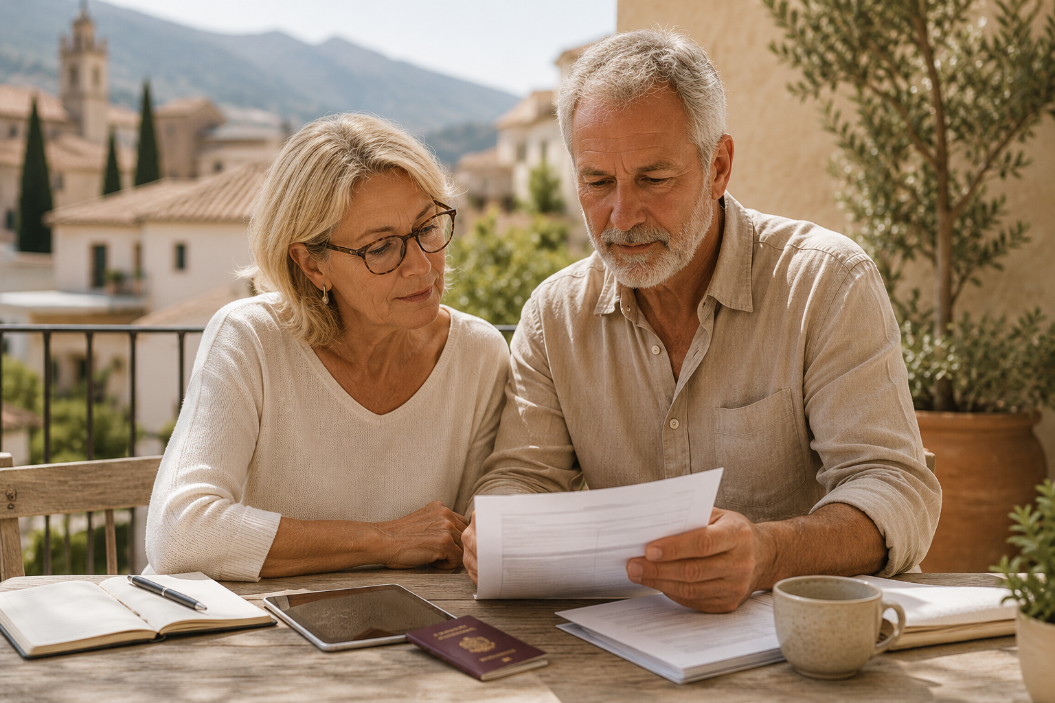 Retired couple relaxing after moving to Spain on a Non-Lucrative Visa