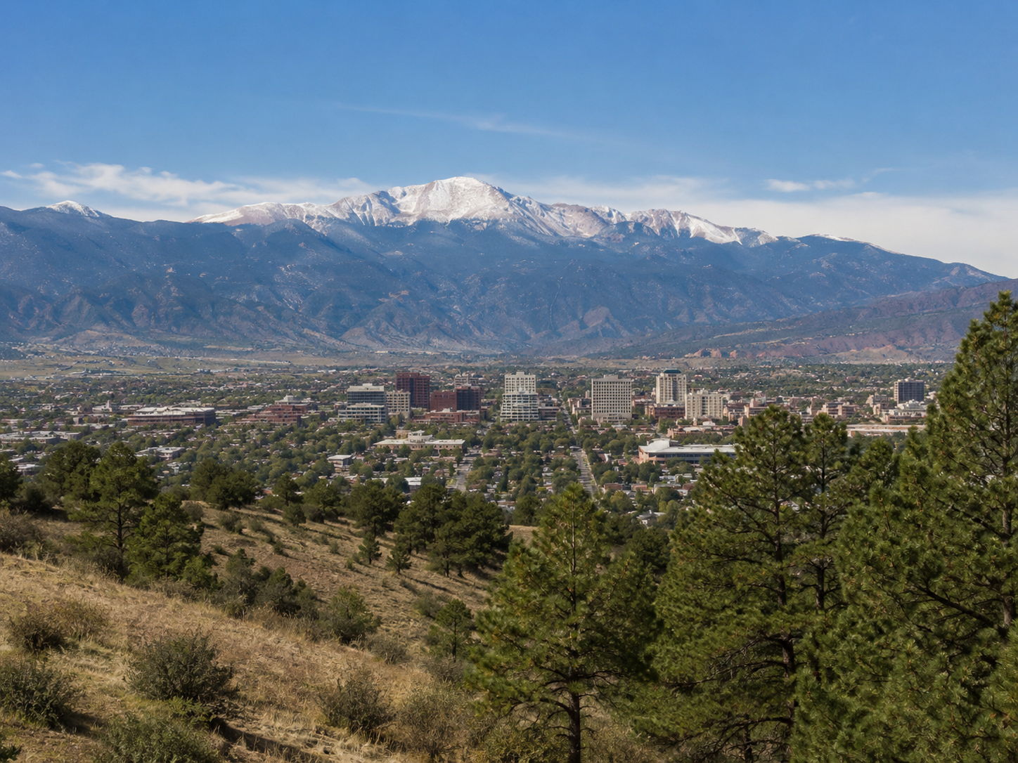 Colorado Springs mountain and city view