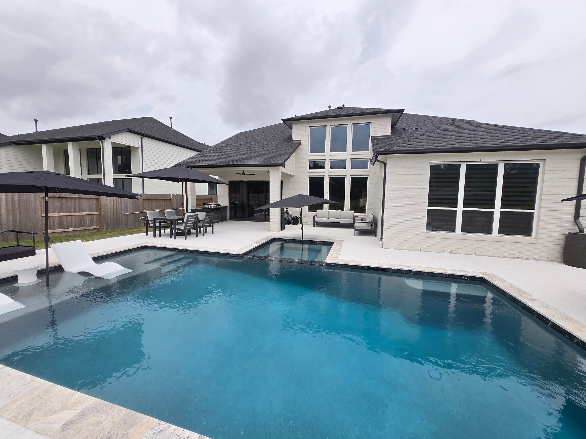 Luxury backyard pool and garden