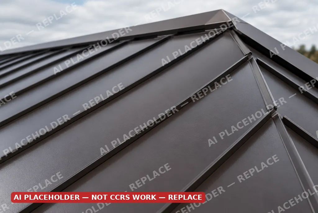 Placeholder image: close detail of standing seam metal roofing panels