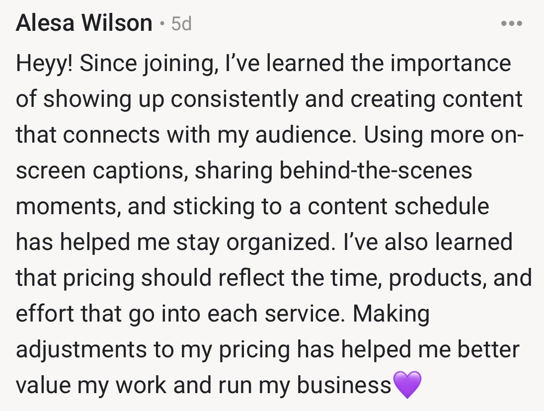 Client feedback
