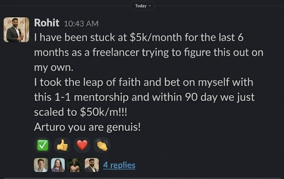 Rohit's message: stuck at $5K a month, scaled to $50K a month within 90 days